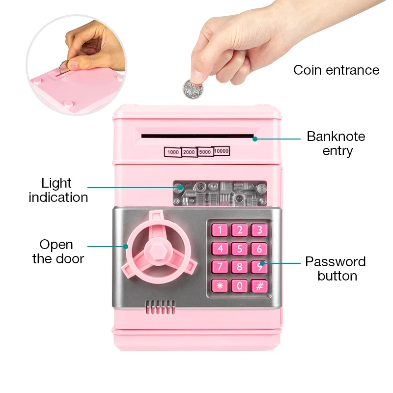 
Oempromo Electronic Piggy Bank Safe Money Box Children Digital Coins Cash Saving Safe Deposit ATM Machine Money box 