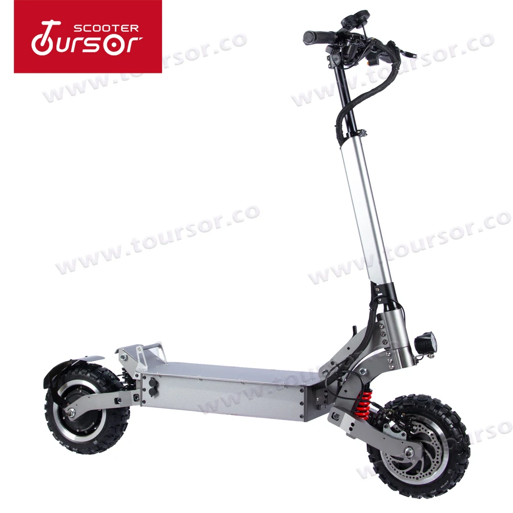 

2019 TOURSOR TS_E8 60V5600W 11inch adult foldable off road 2 wheel powerful dual motor electric scooter, Gray