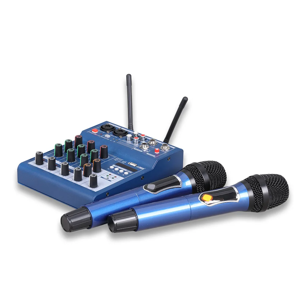 

Professional new arrival 4 channel audio mixer UHF wireless microphone