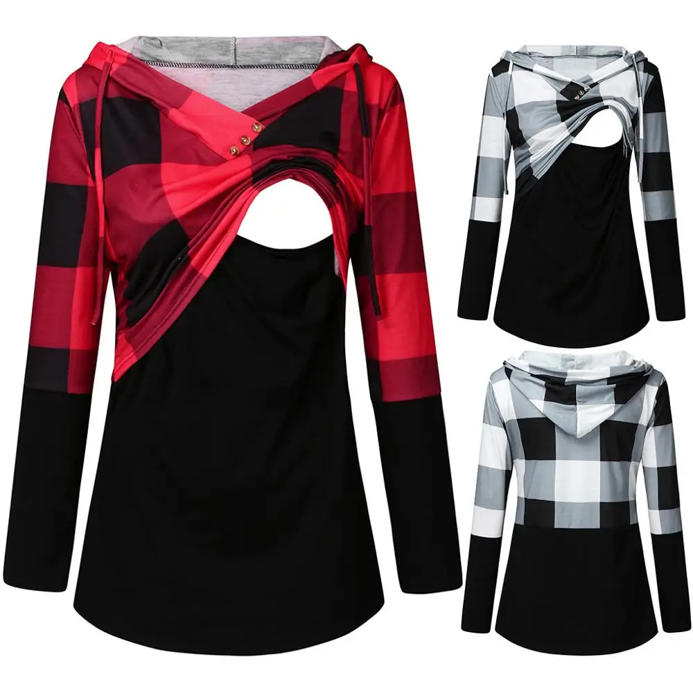 

Hot Style Pullover Maternity Dresses Wholesale Women Plaid Plus Size Maternity Clothes
