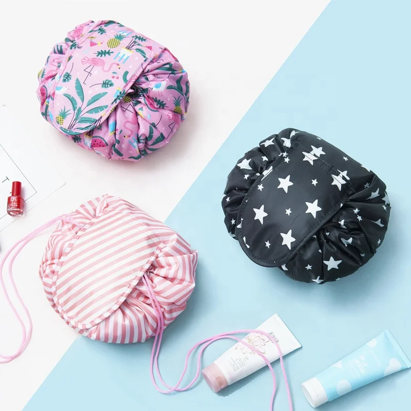 

Professional Custom Waterproof Drawstring Cosmetic Bags Portable Travel Polyester Makeup Organizer Storage Bag
