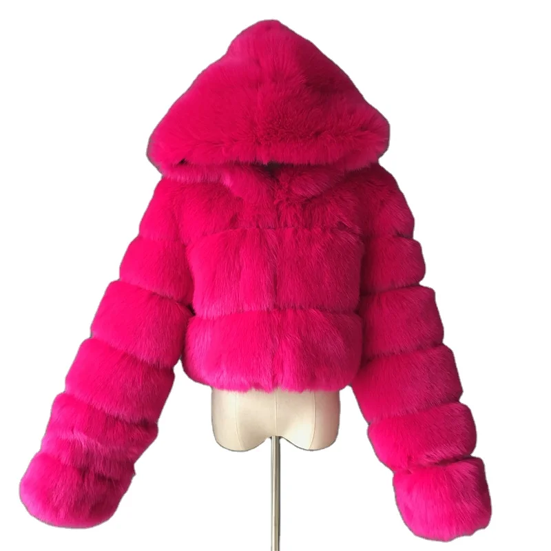 

Winter Short Black Red Fur Clothing Coat Women Fur Coat Jacket Lady Faux Fox Fur Long Sleeve, Customized color
