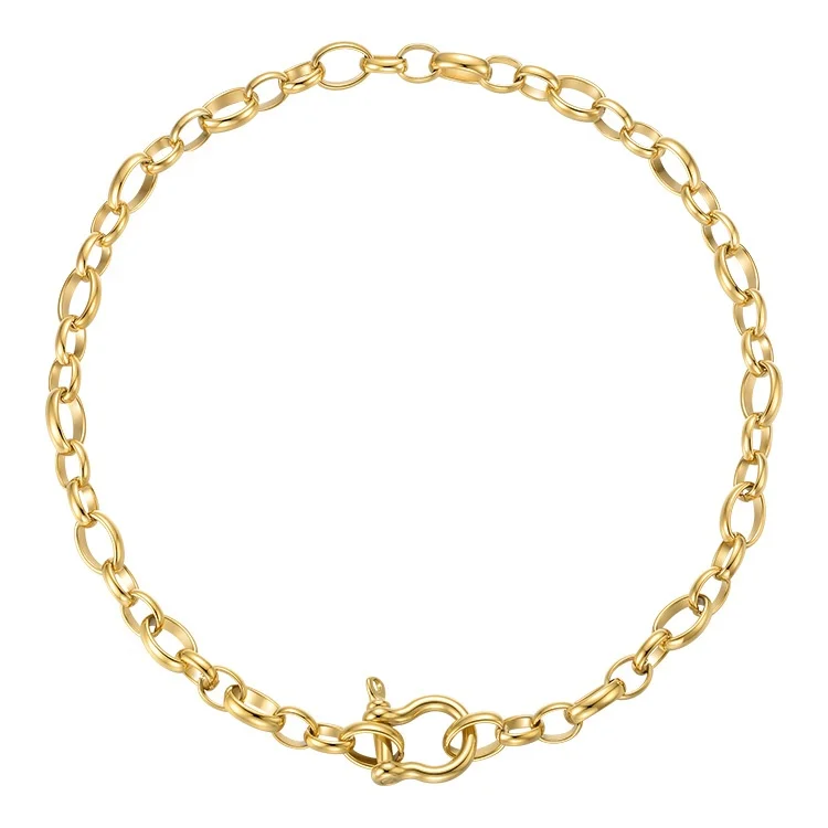 Latest High Quality 18K Gold Plated Stainless Steel Jewelry U-Shaped Lock O-Chain Hip Hop Rock Necklace P213233