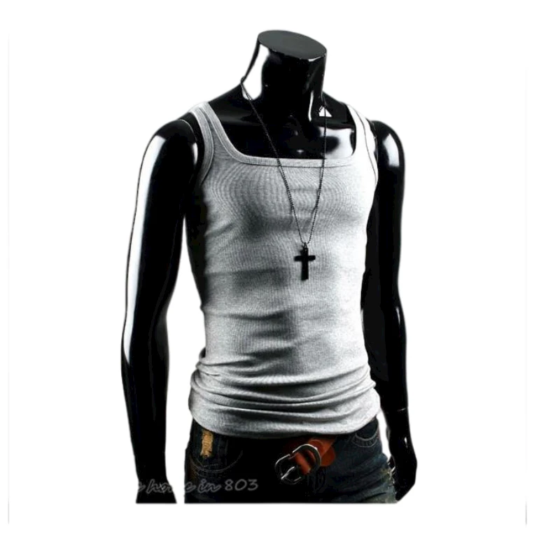 

Hot Selling Men Vest T-Shirt Summer Undershirt Casual Ribbed Muscle Vest Top, Picture shows