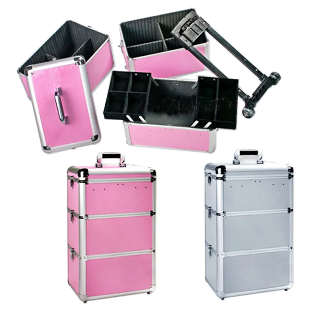 

Low Price Aluminum Makeup Train Carrying Case with Carrying Handle and Wheels