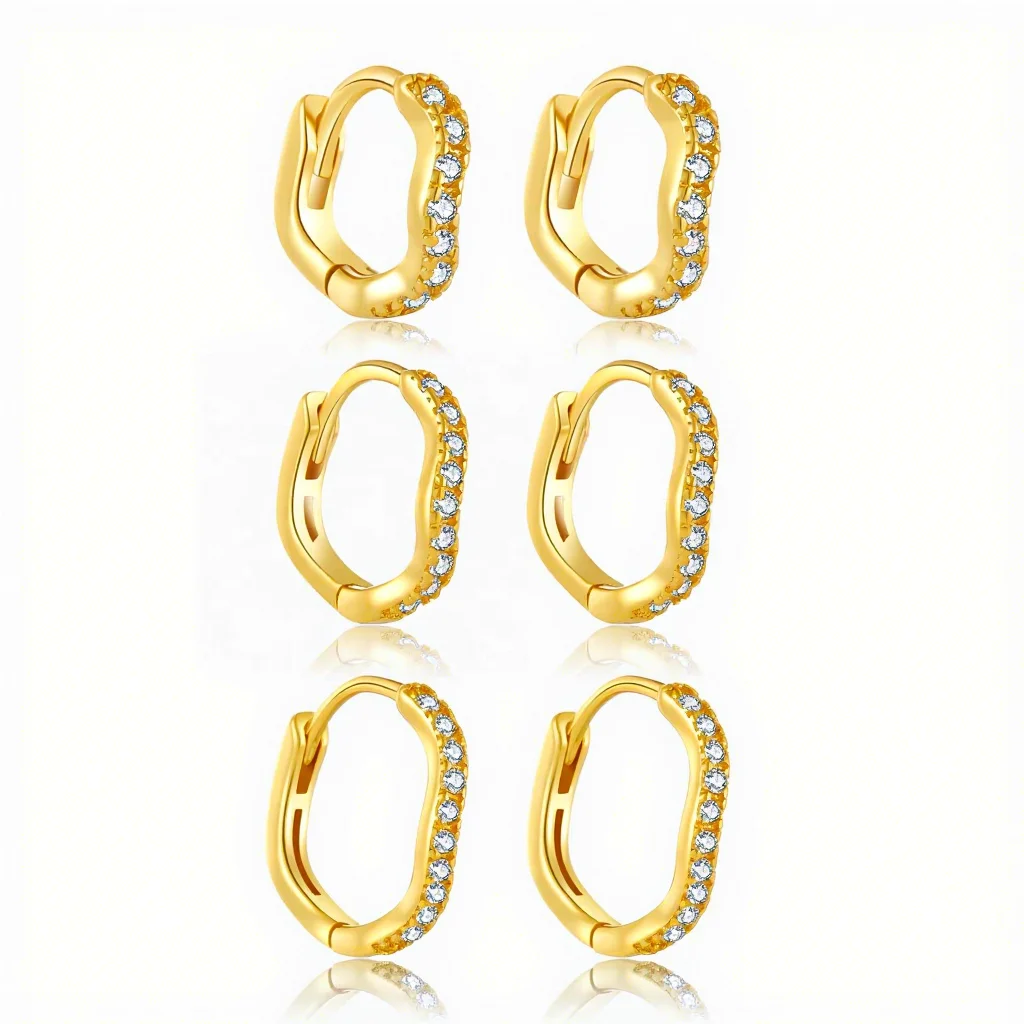 FUAMAY S925 Sterling Silver Silver Twist Wave Earrings Hoop Inner Hoop 6mm 8mm 10mm Wave Huggie Hoop Earrings for Woman Lady