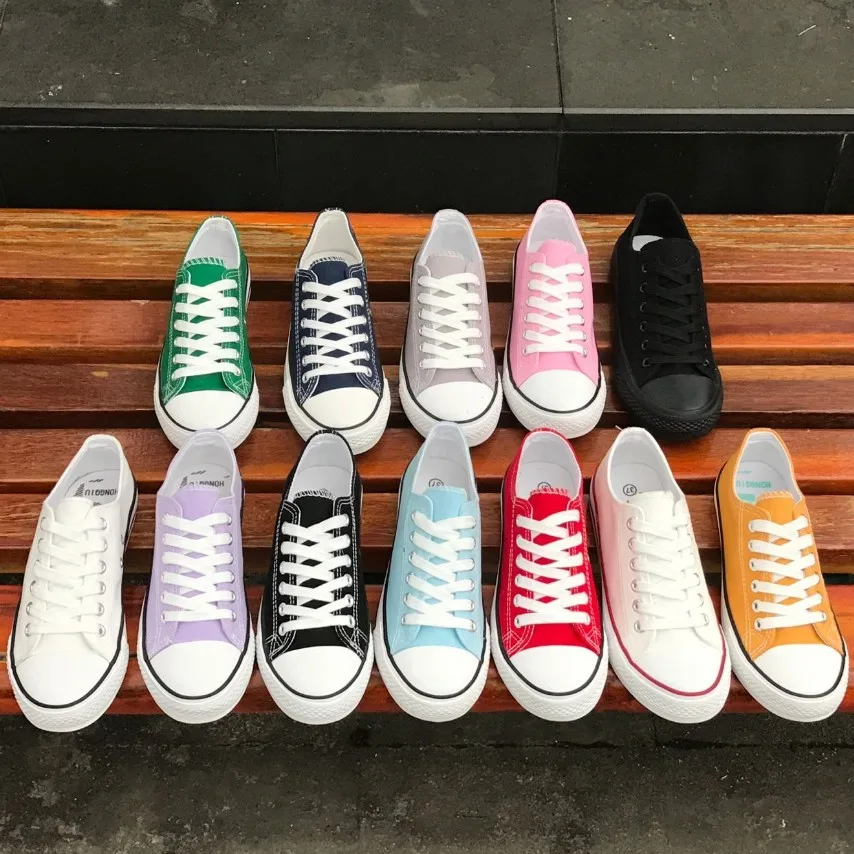 

Wholesale New Arrival Women Lady Flats Canvas Shoes Korean Style Candy Color All-match Comfort Casual Lace-up Shoes