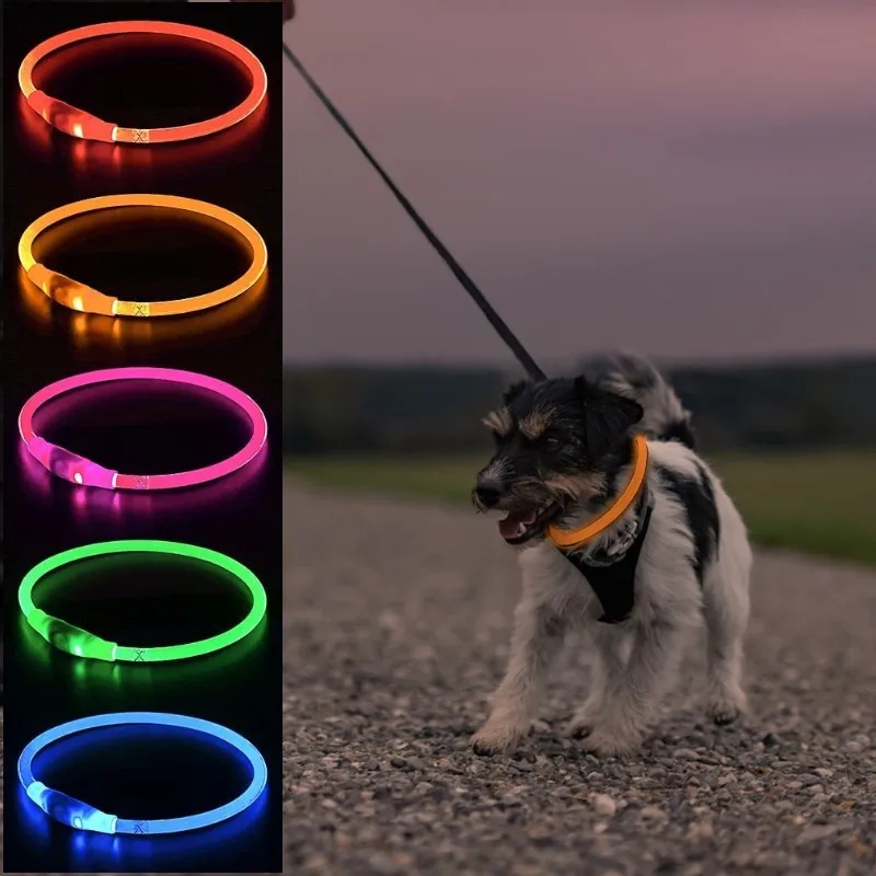 

Supplies Designers Cuttable Waterproof Rechargeable Luminous Glow Necklace Led Light Pet Dog Collar, Picture shows