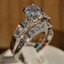 Elegant Shinning Zircon Bride Sets Wedding Rings f