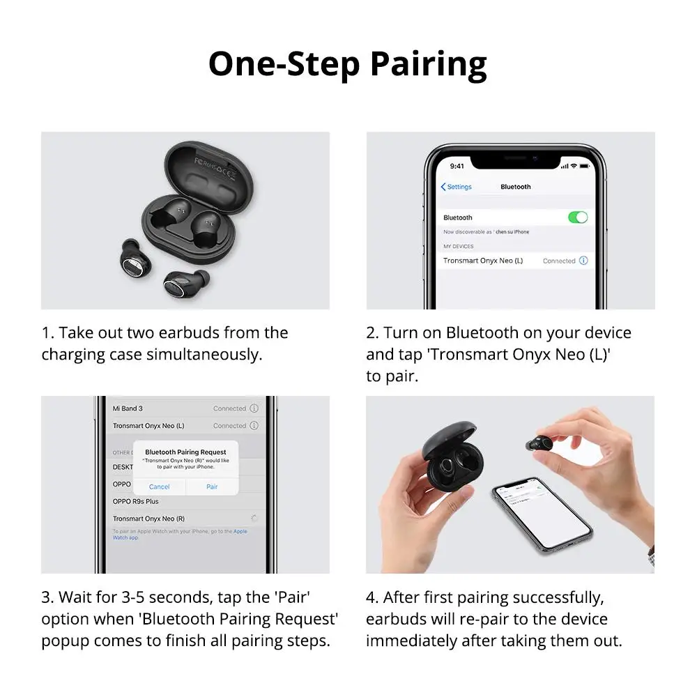 Tronsmart Onyx Neo TWS Earpiece Bluetooth 5.0 Earphones Sport Earbuds Headset With Mic For smart Phone Xiaomi Samsung Huawei LG - ANKUX.COM