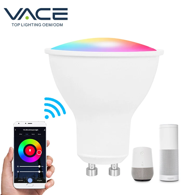 VACE Smart WiFi Dimmable Recessed Track Spotlight GU10 GU5.3 MR16 5W RGB Bulb LED Light