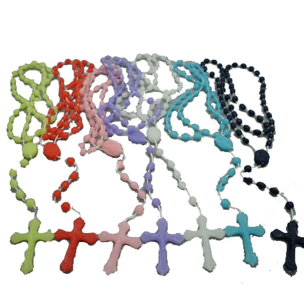 

Diamant Rosary Necklace Luminous Plastic Beads Circufix Catholicism Religious Prayer Beads in Home Decoration