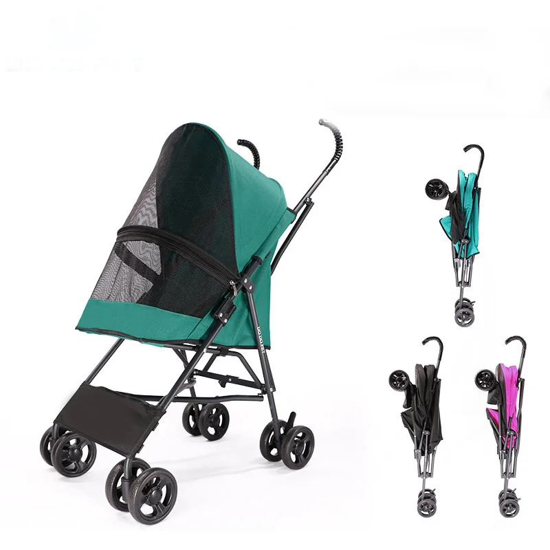 

Wholesales Popular 4 Wheels Outdoor Folding Cart Dog Pushchair Pet Dog Trolley, Optional