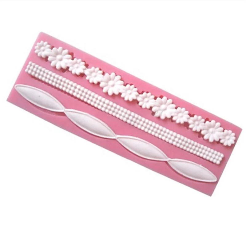 

3D Lace Flower Bead Chain Silicone Fondant Mould Cake Decorating Baking Molds Sugar Paste Tools for Confectionery Sugarcraft