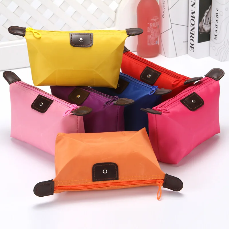 

High Quality Dumpling Makeup Bag Solid Color Polyester Cosmetic Bag Around Soft Portable Korean Version Make Up Bag, As the picture