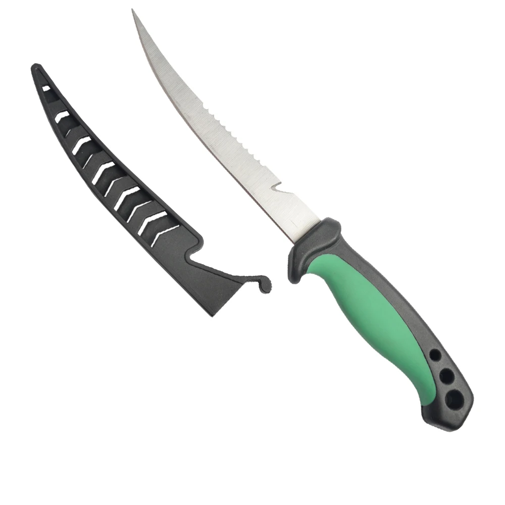 

New Stainless Steel Fish fillet Knife Tools for fishing Soft PP+TPR Handle Knife Fishing, Green