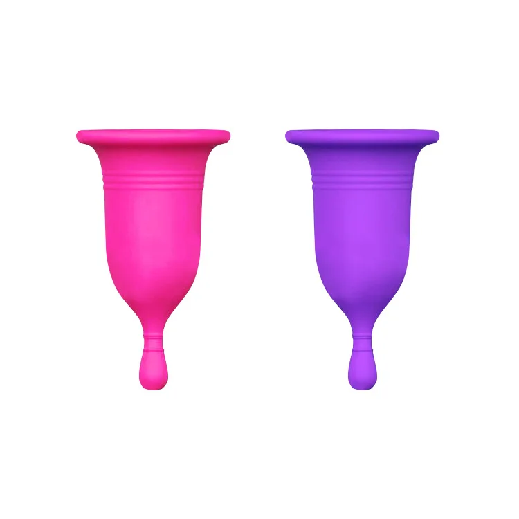 

2PCS Medical Silicone Ladies Folding Reusable Menstrual Cup Set for Women Period Cup, Pink, purple
