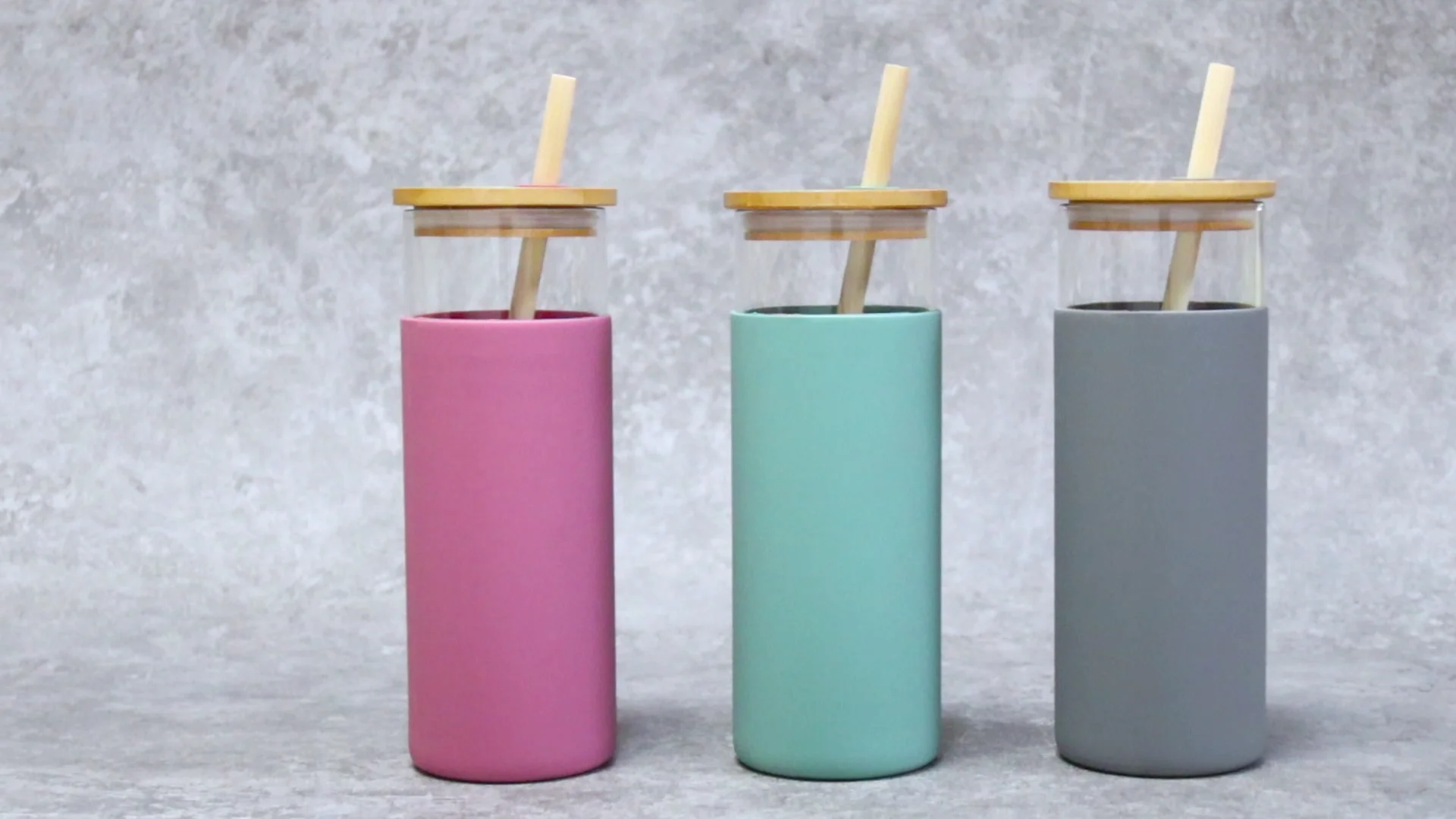 Drinking Glass Cups With With Bamboo Lids And Bamboo Straws,Glass ...