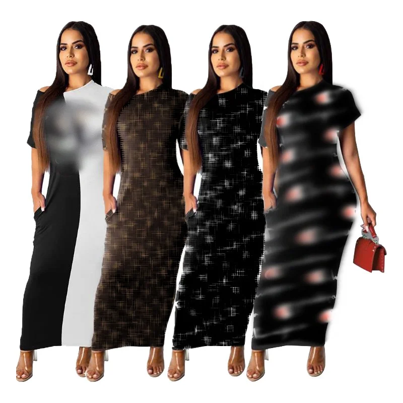 

European and American women's clothing brand fashion casual simple short sleeve dress