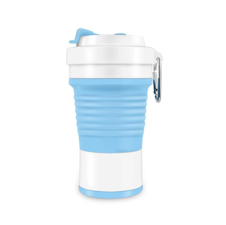 

Outdoor convenient environmental friendly silicone folding water cup expansion coffee cup, Light blue/pink/gray/dark blue