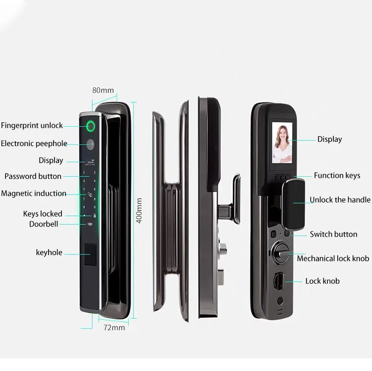Fingerprint Door Lock Home Smart  Wifi Electronic Fingerprint Aluminum Intelligent Door Lock