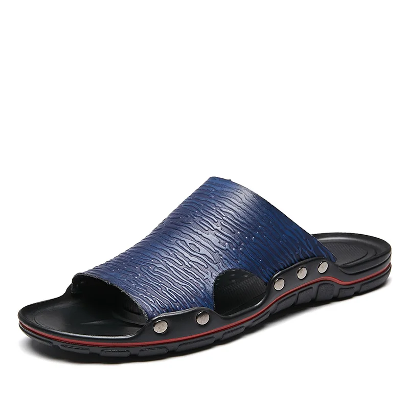 

Custom Leisure cheap hand made genuine leather man slippers