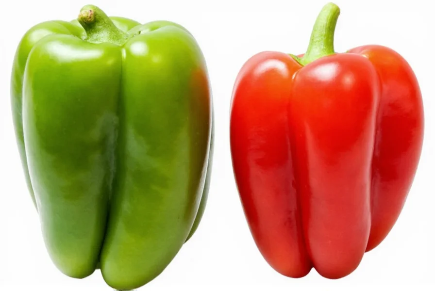Side-by-side comparison of green and red Fresno peppers showing color variation and internal structure