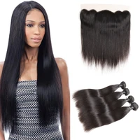 

10A Mink Straight Virgin Hair Brazilian Remy Human Hair Bundles with Lace Frontal Closure Virgin Cuticle Aligned Hair Vendors