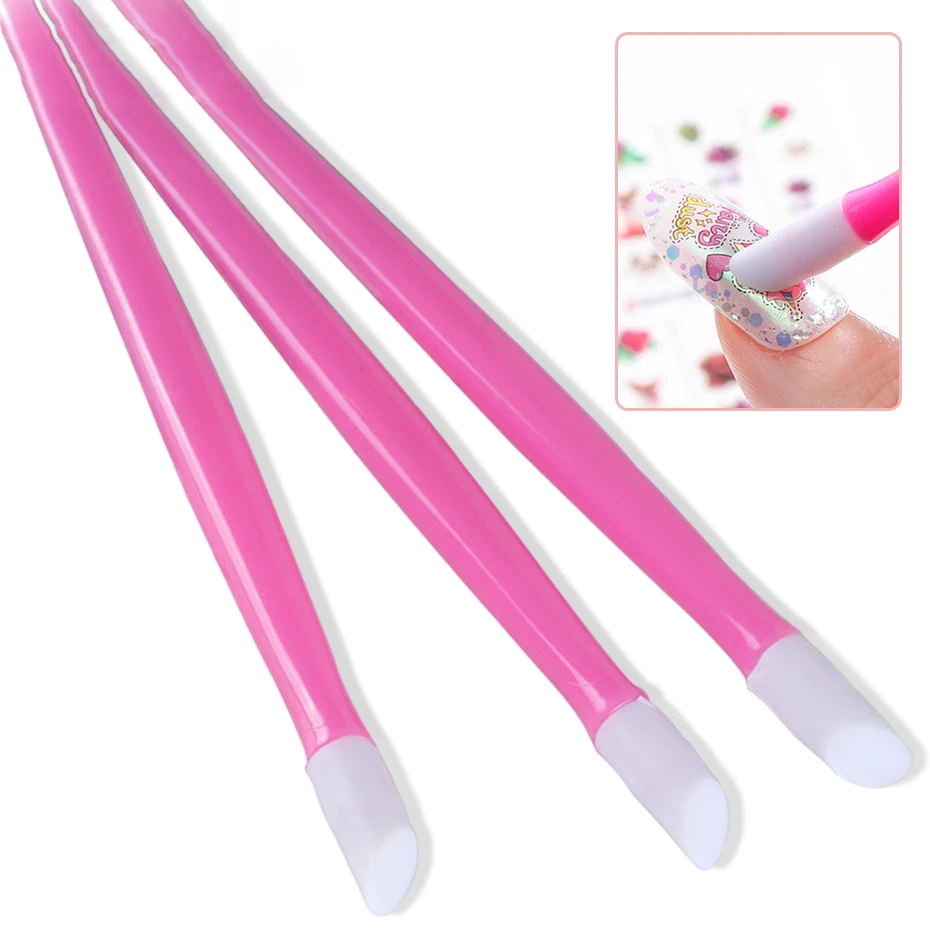 

Soft Plastic Rubber Cuticle Pusher Stick Silicon Scraper Pen for Stickers Pedicure Manicure Nail Art Dotting Tools, Picture