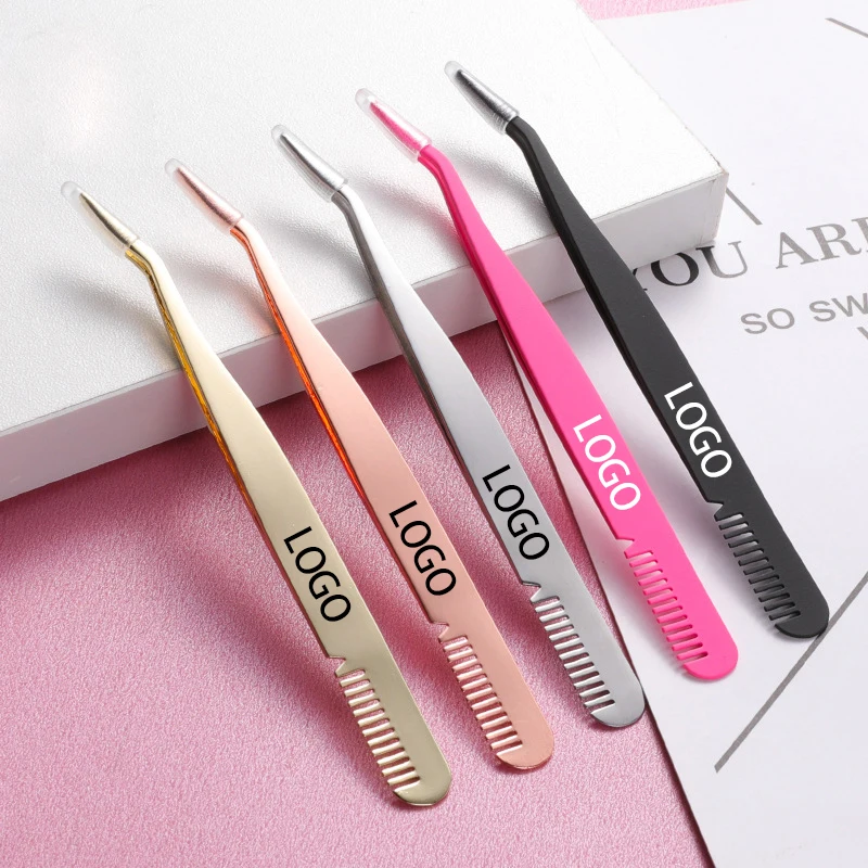 

Eyelash Extension Tweezers Straight & Curved Stainless Steel Set Eyelash tweezers with comp, Colourful