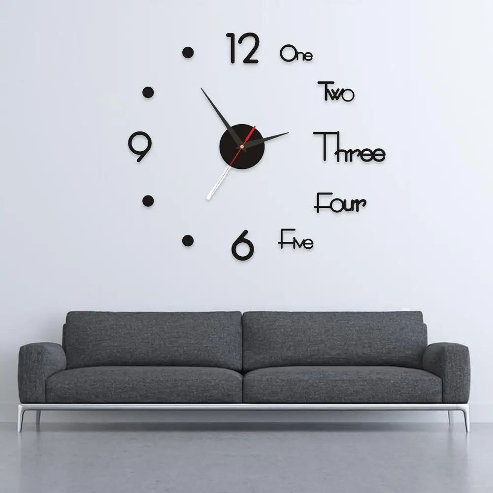 

3D Modern Wall Clock Innovative Acrylic DIY Mirror Wall Sticker Clock For Living Room Bedroom Decoration Wallclock, Black, gold, silver (optional)