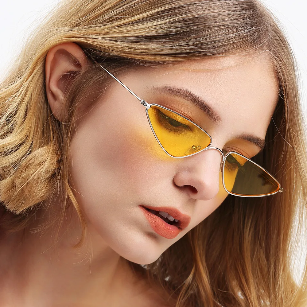 

SKYWAY Personality European And American Cat Eye Triangle Sun Glasses Trend Small Frame Fashion Metal Sunglasses