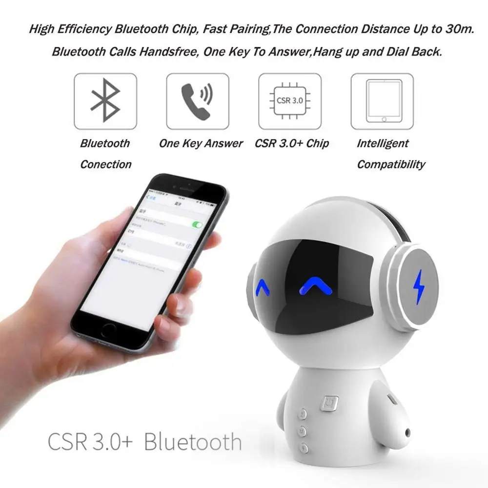Portable Cartoon Wireless Stereo Robot Bluetooths Speaker Stereo Music Player with power bank gift - ANKUX.COM