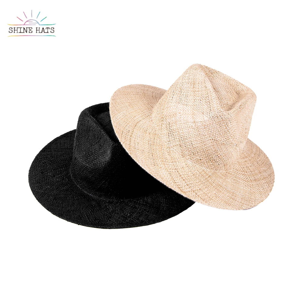 

Shinehats 2023 custom panama fedora top wide brim stiff straw hats women ladies summer beach sombrero
