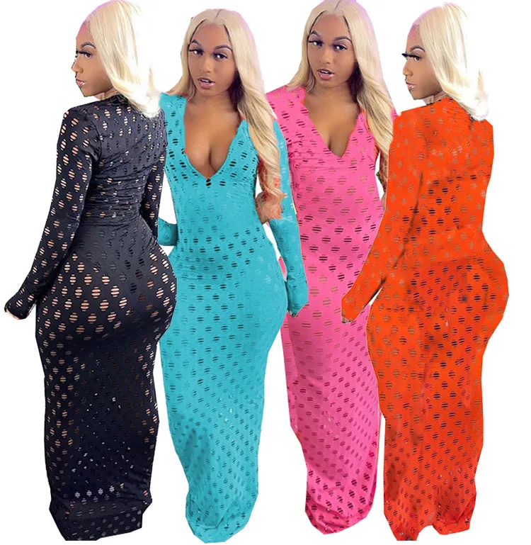 

2021 New Arrivals Ladies Jersey Mesh See Through Dresses Plus Size Dresses Fashion Girls' Maxi Elegant Ladies Dresses For Woman