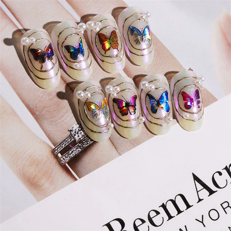 

New Arrival Decoration Nail Clearly Engraved Art Decals Manicure Cute Butterfly 3D Stickers Nail Art