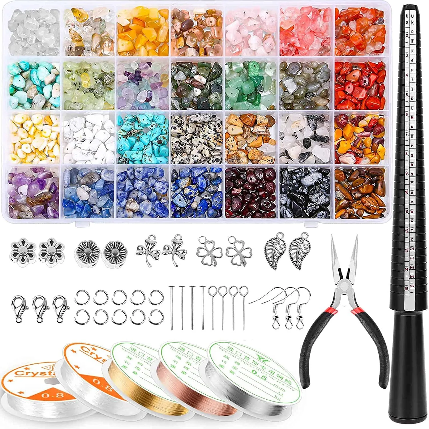 

2021 Amazon DIY 3 Types 28 Colors  Nature And Gemstone Jewelry Making Kit, As picture shows