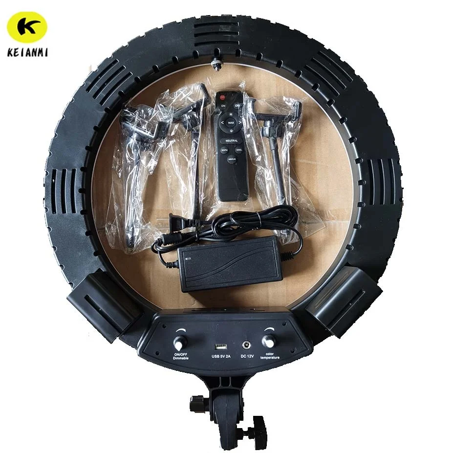 

Rechargeable adjustable Brightness ringlight Video Camera Ring LED Lamp Light for Makeup 18 inch LED Ring Light kit with Tripod