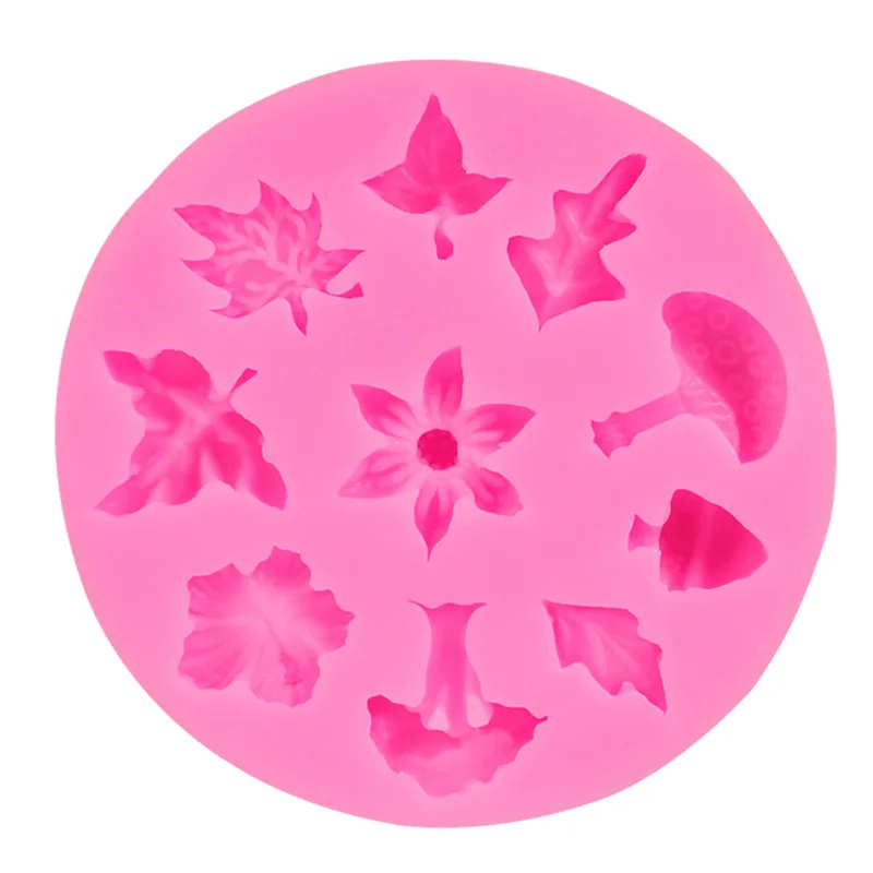 

Mushroom Flowers Leaf Grass Plant Shape Silicone Mold Fondant Decoration Mold Handmade Soap Chocolate Baking Pastry Cake Tool