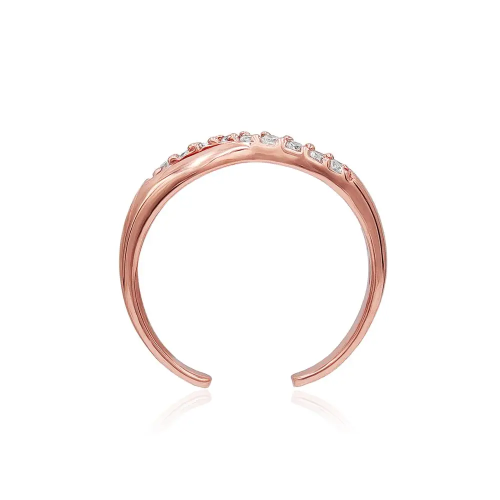 
Rose Gold Sterling Silver Adjustable Toe Ring with CZ 