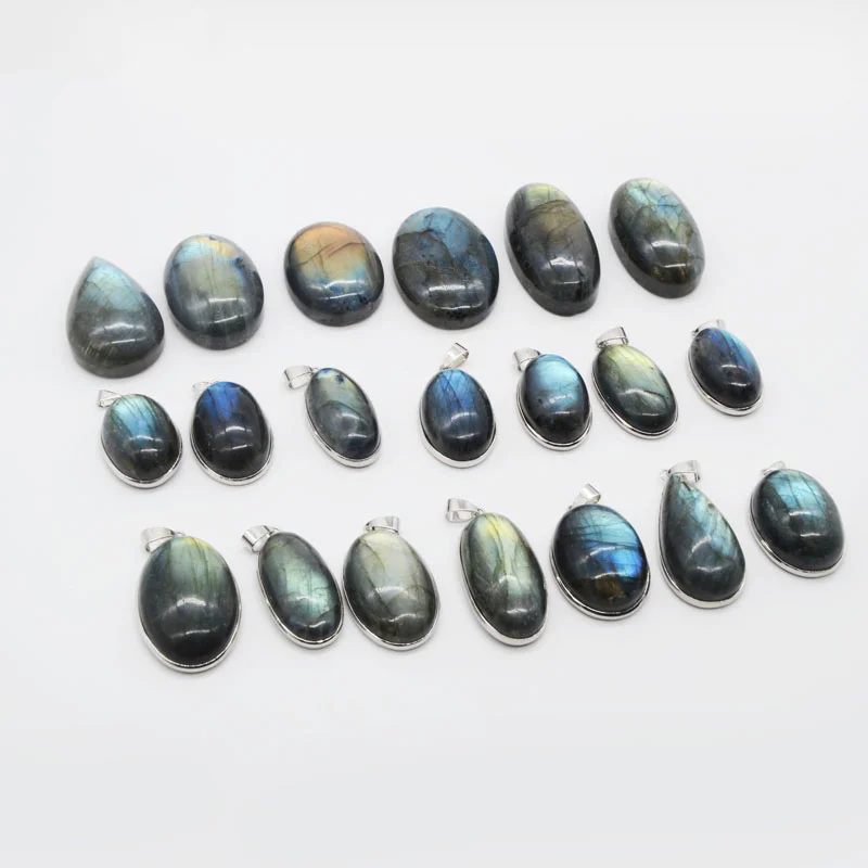 

Polished Stones Necklaces Wonderful Color  Labradorite Stone Pendants For Jewelry Making Charms, Multi color