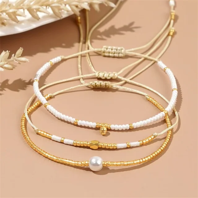 2mm Crystal Random Beaded Bracelets for Women White Pearl Copper Beads Crystal Spiritual Bracelets for Gift