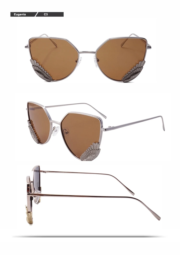 EUGENIA custom logo woman fashion sun glasses luxury metal design polarized sunglasses UV