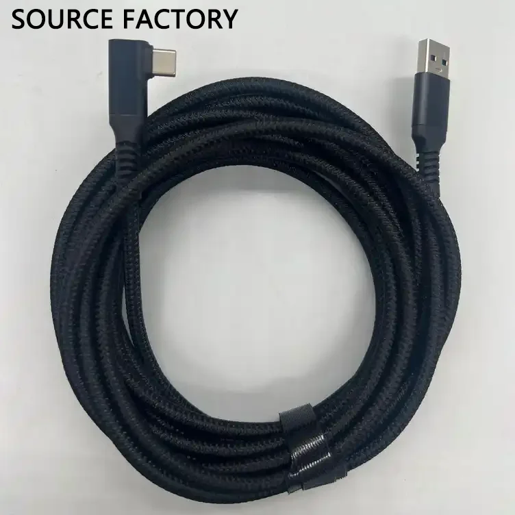 

Nylon Braided USB C to Type C 90 DEGREE right angle USB 3.2 Gen1 Type C Cable For VR Oculus Quest Link CABLE