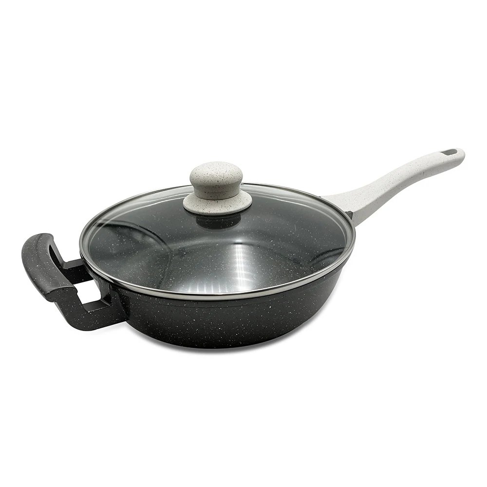 

Nonstick Frying Pan with Glass Lid and Bakelite Handle Omelette Pan for Natural Gas and Induction Cooker