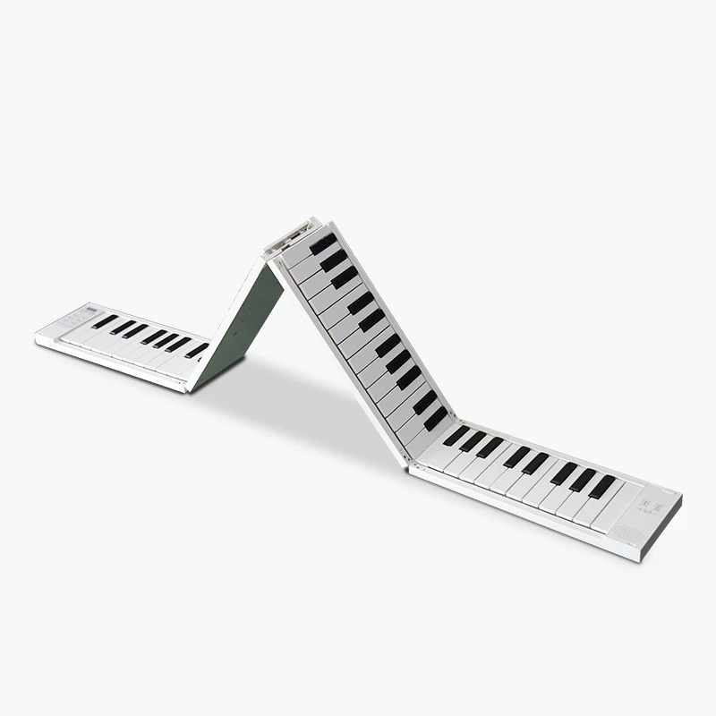 

Portable Flexible 88 Keys Fold Keyboard Piano Digital Electronic Organ Roll Up MIDI Mechanical keys Accurate tigger No link, Black/white