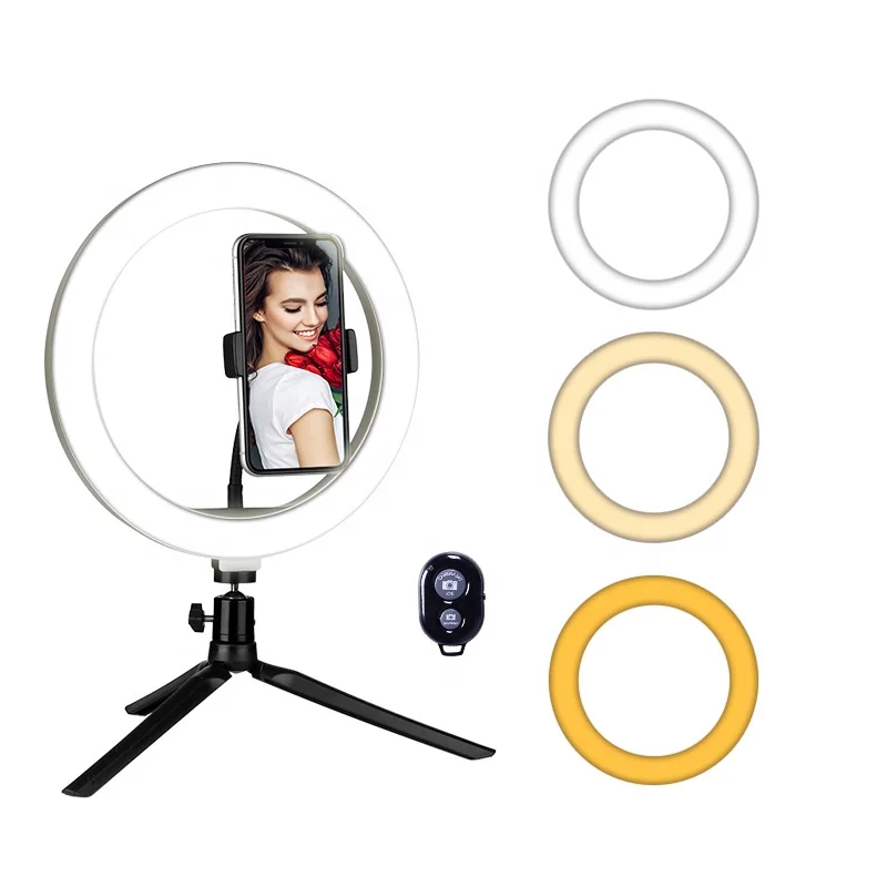 

Adjustable Portable Fill Light Photographic Lighting LED 10 Inch Makeup Ring Light With Desktop Bracket