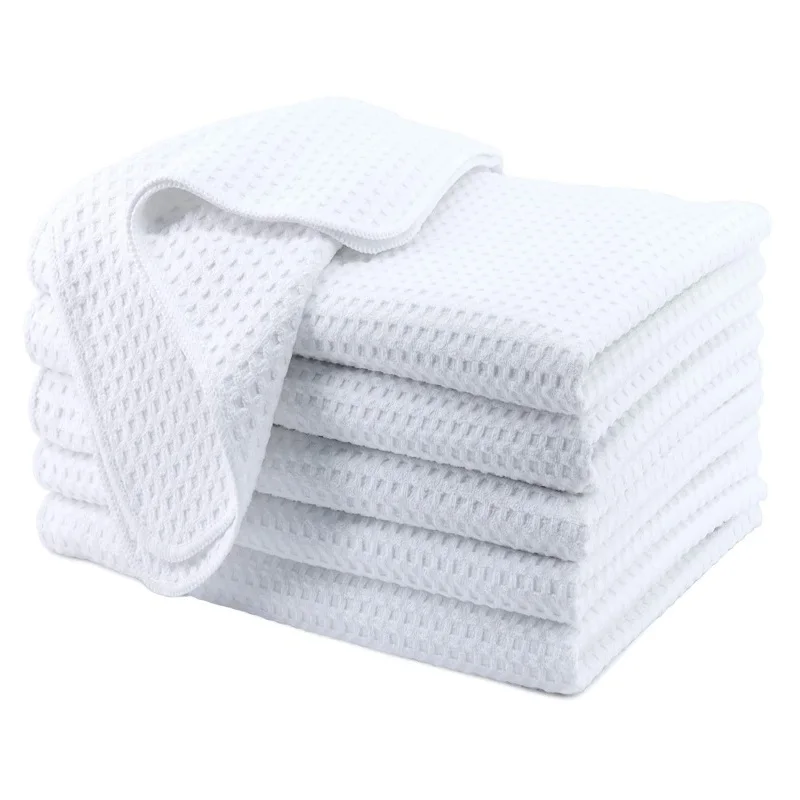 400GSM Sublimation 16*24 in Waffle Weave Hand Towel Customized Print 100% Polyester White Tea Towel Blank Kitchen Towels