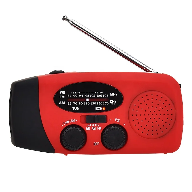 

Fm/Am/Weather Band Multi-Band Receiver Dynamo Emergency Light Solar Crank Am Fm Radio Flashlight, Red