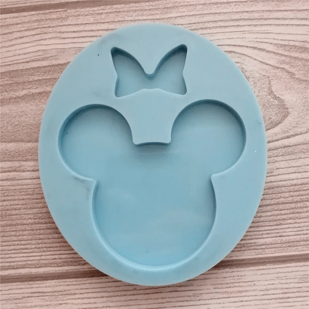 

1032 mouse head with bow silicone mold minnie mouse keychain mold